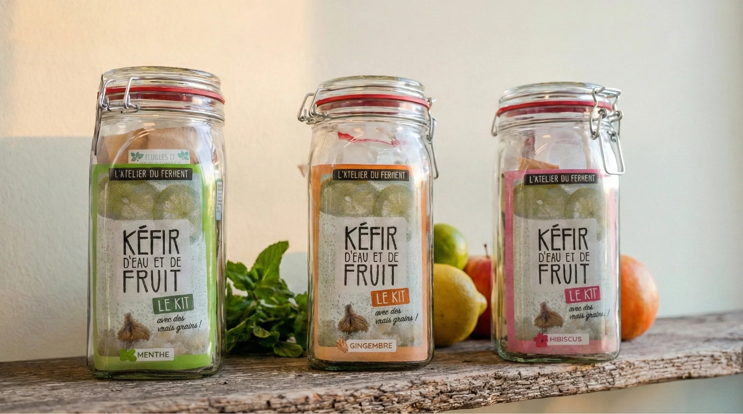 Kits de fabrication et grains de kéfir de fruits