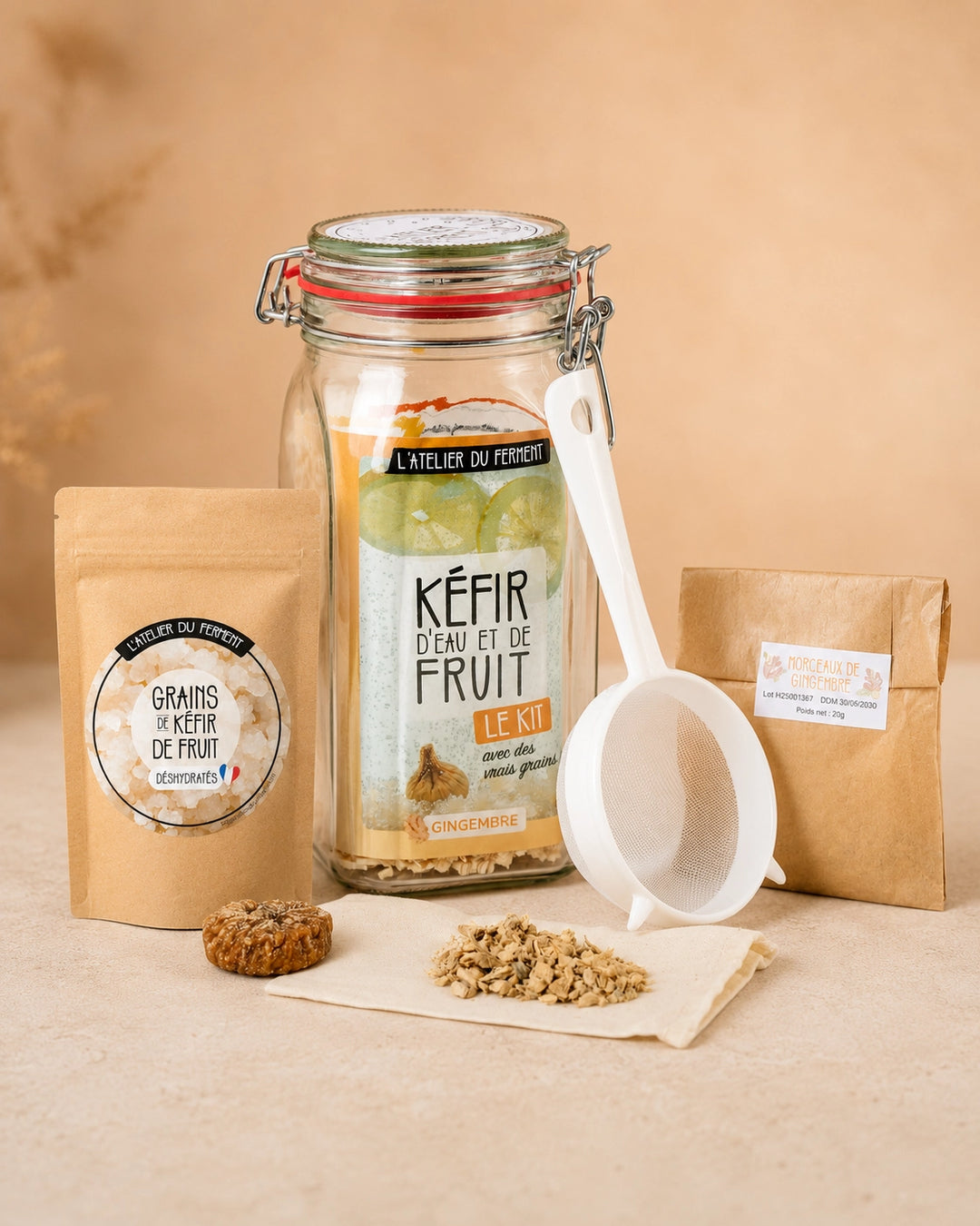 Kit de fabrication maison pour Kéfir de fruits Gingembre