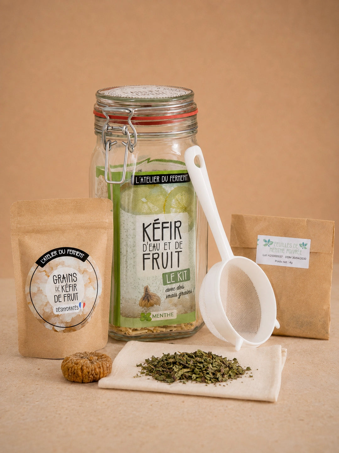 Kit de fabrication maison pour Kéfir de fruits Menthe poivrée